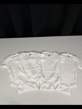 Gerber Pack of 4 White Short-Sleeve Baby One-Pieces
